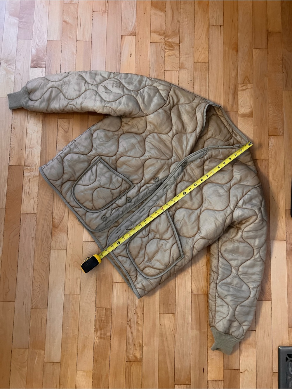 Quilted Military Liner Jacket in Taupe